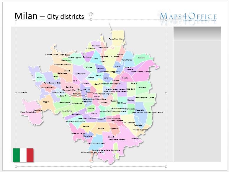 ನಕ್ಷೆ ಮಿಲನ್ ಜಿಲ್ಲೆಗಳು
