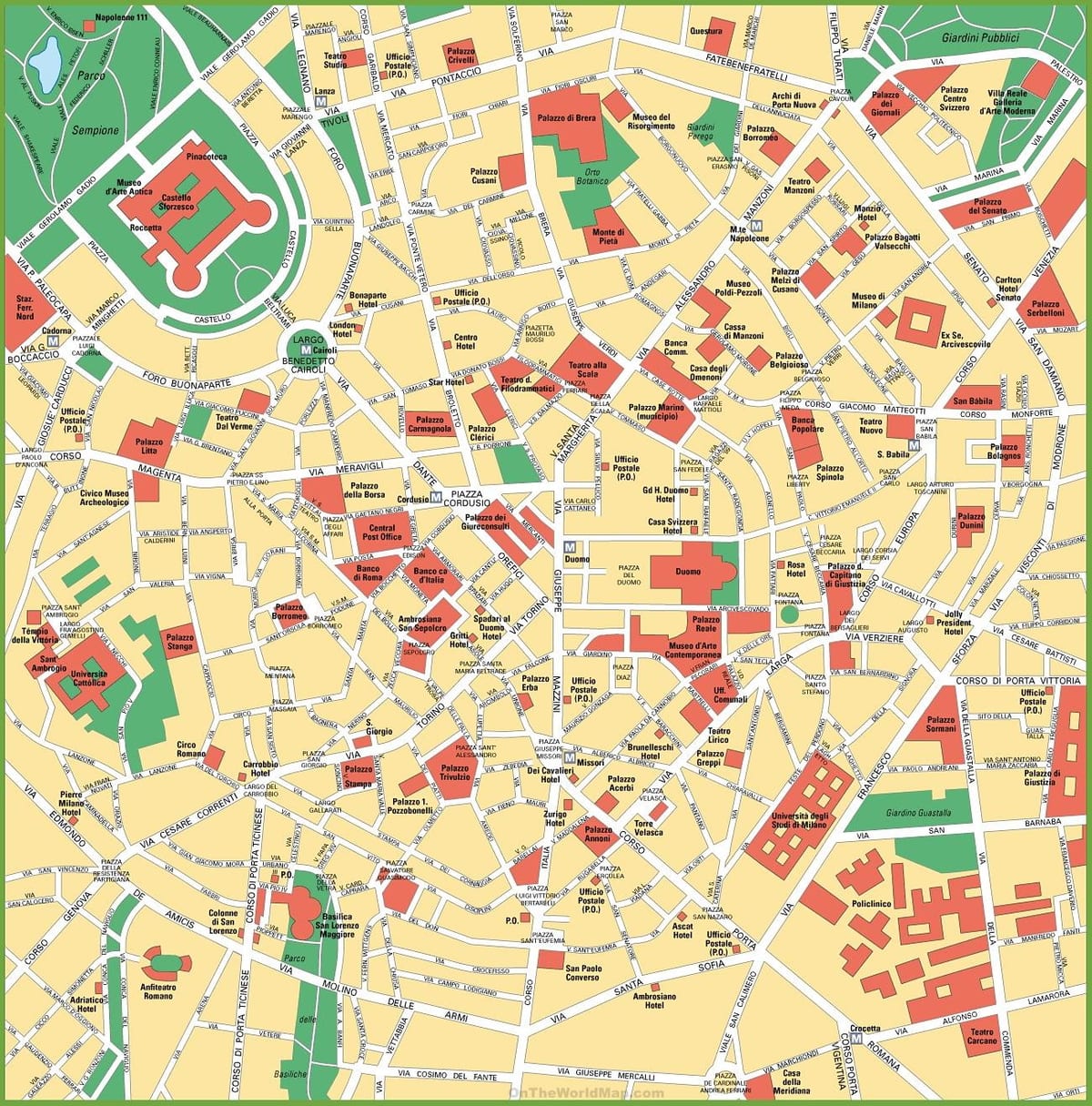ನಗರದ ನಕ್ಷೆ ಮಿಲನ್, ಇಟಲಿ